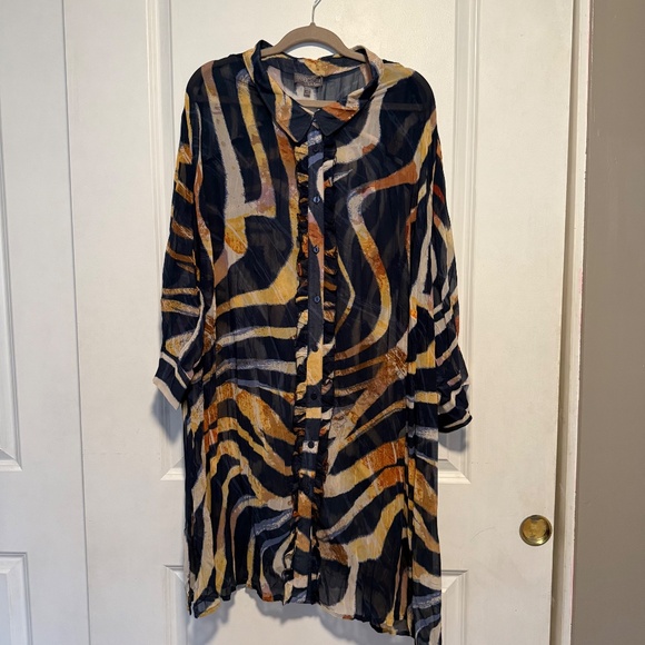 NWT Selection by Ulla Popken Sheer Print Tunic Blouse Plus Size 36/38 - Picture 2 of 14